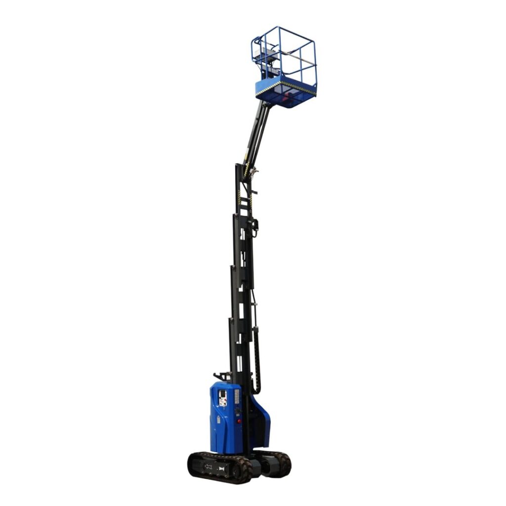 Crawler-mounted forklift-style mast platform